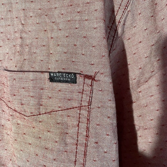 Marc Ecko Cut & Sew Men's L Short Sleeve Red/Pink Casual Button Down Dress Shirt - Picture 3 of 8